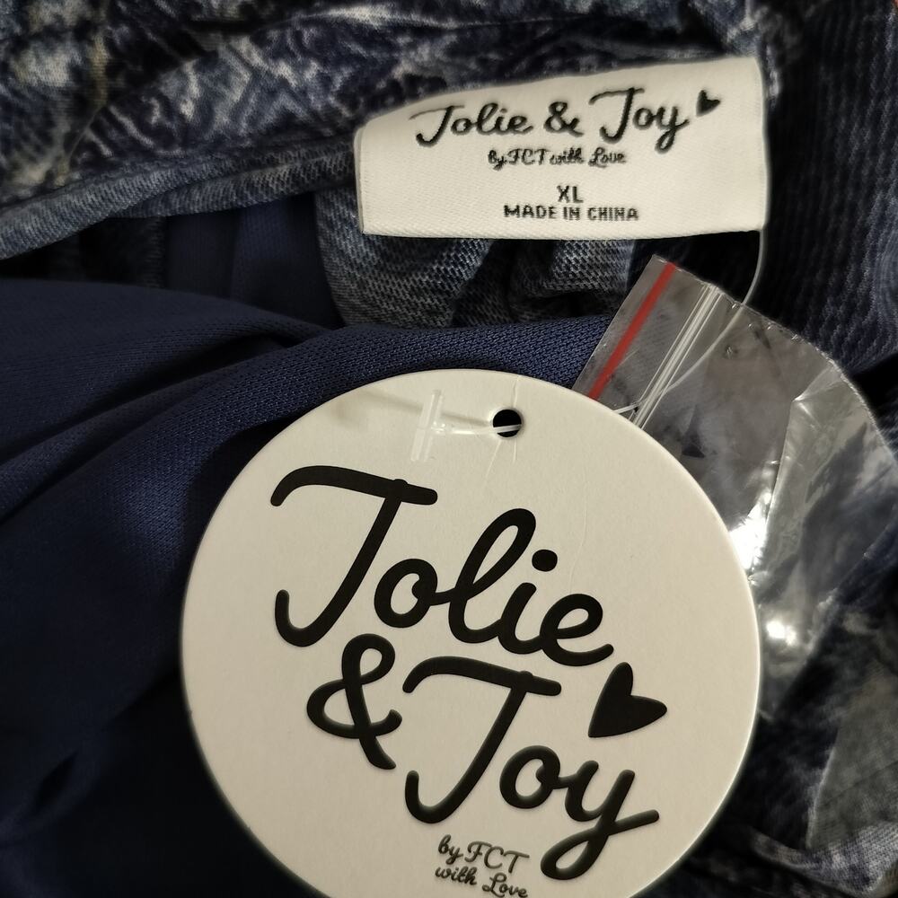 4947) Jolie & Joy Denim look Printed Long Sleeve Mesh Maxi Duster and Tank XL - Picture 12 of 15